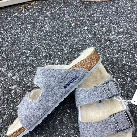 Birkenstock Arizona Wool Shearling Adjustable Slide Sandals Fur Lining NEW - Picture 4 of 5